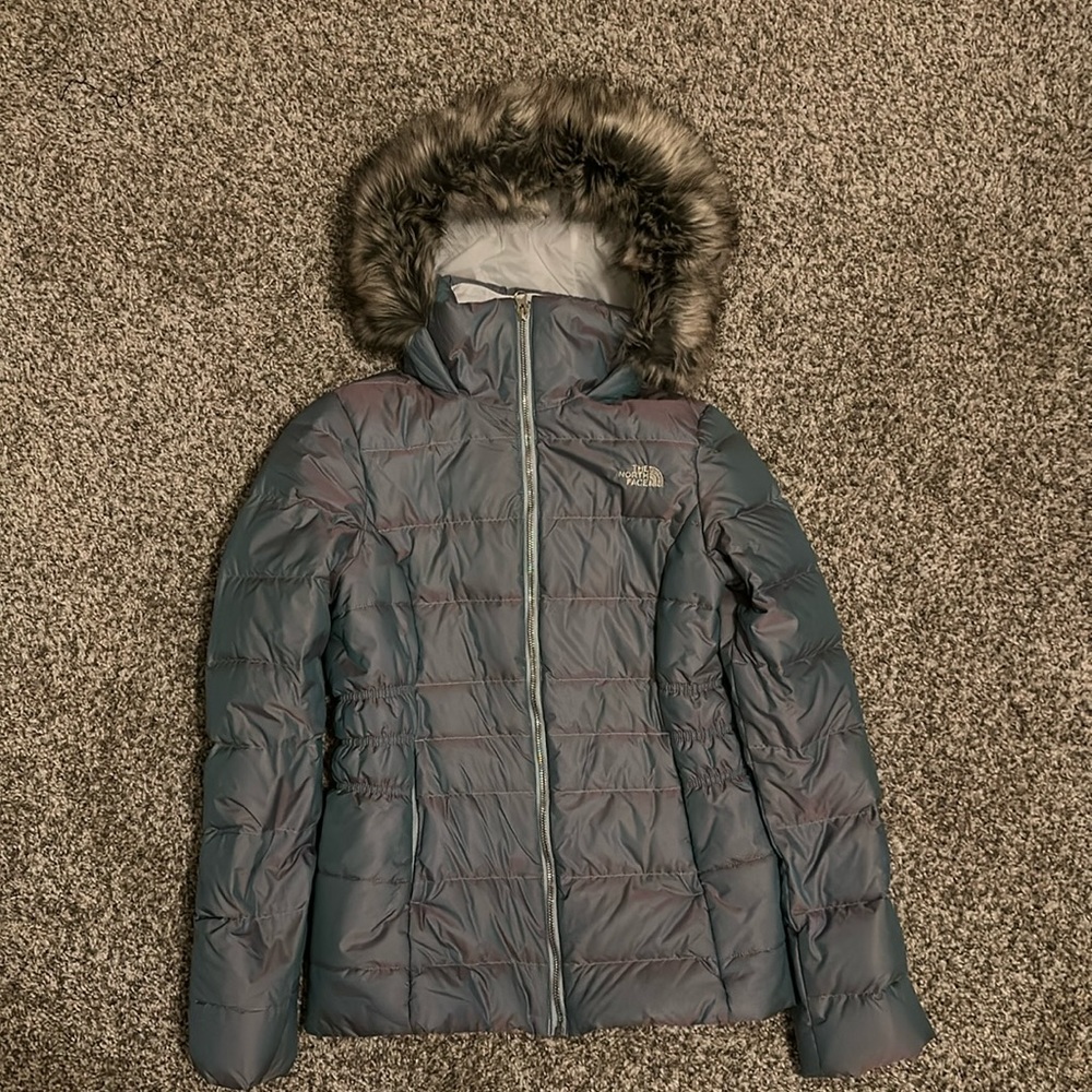 Northface blue holographic/shimmery winter jacket size XS